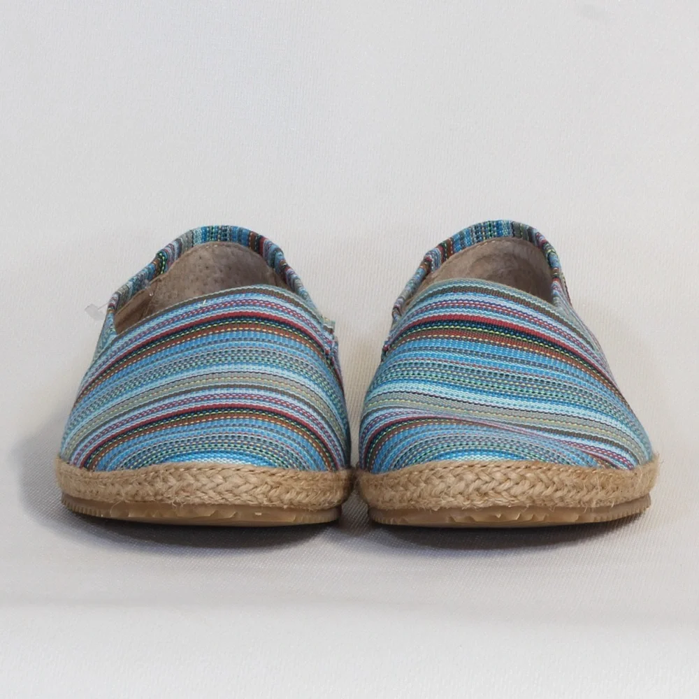 Aetrex Kylie Slip-On Multicolor Stripped Espadrille Flats with Arch Support